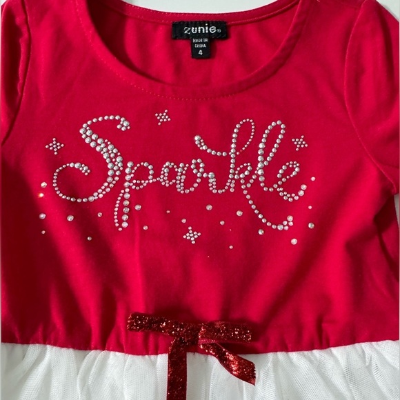 Zunie Christmas Sparkle Glitter Dress Size 4 - Picture 3 of 11